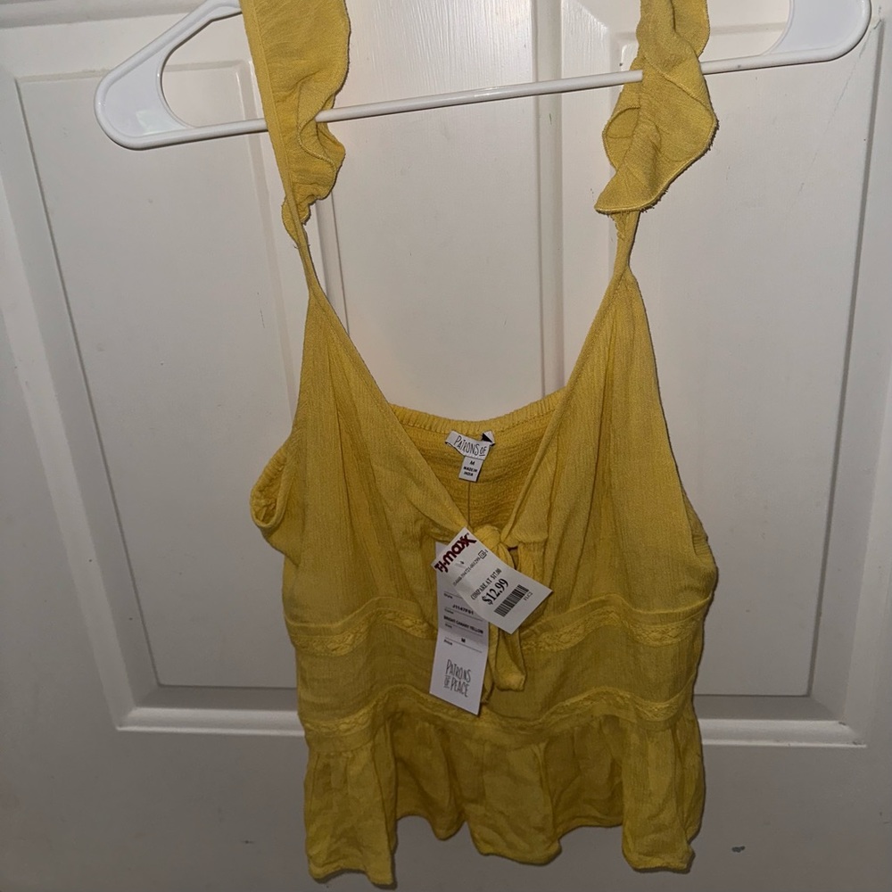 NEVER WORN WITH TAG yellow flowy tank top with ruffles from TJ Maxx